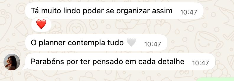 Print de depoimento enviado por WhatsApp sobre o Planejamento Cíclico